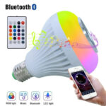 1BOX=100PCS LED Music Light Bulb with Built-in Bluetooth Speaker, Wireless Smart Light Bulb with Remote Control, RGB Bluetooth Music Bulbs Speaker 110V 220V E27 LED Bulb Light Wireless Remote Control Magic Ball with Audio Colorful Stage Lamp - White