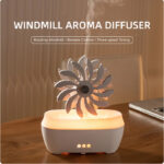 1Box=20PCS 300ML The newest creative style 300ml colorful remote control windmill aromatherapy humidifier on the market in 2024 - White