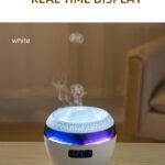 1Box=36PCS 300ML Multifunctional RGB Flame Essential Oil Diffuser with Clock Dynamic Air Humidifier and Remote Control for a Relaxing Atmosphere - White